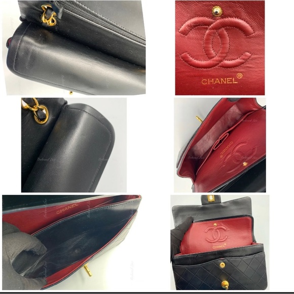 Authentic CHANEL Lambskin Small Classic Double Flap Bag Black/ Gold Hardware - Picture 9 of 12